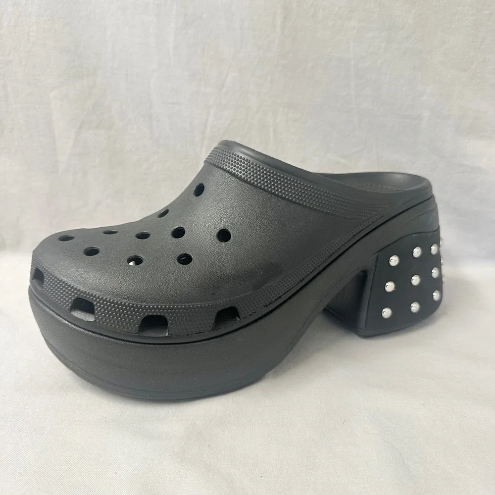 Crocs Siren Studded Platform Clog‎ Mule Black Mens Size 11 Goth Bratz